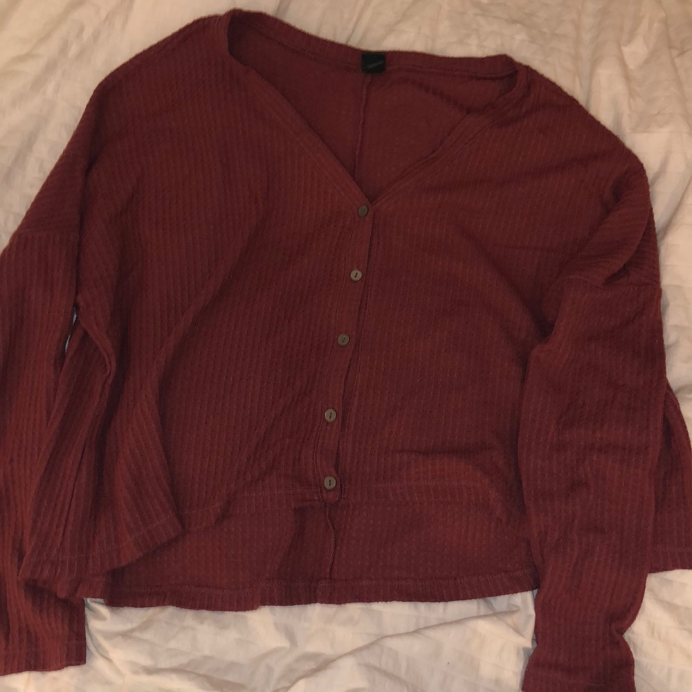 Burnt Orange Knit Oversized Crop Top